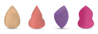 Makyaj süngeri hazırla. Temeli harmanlamak için sünger, temel süngeri beyaz arkaplanda izole edildi