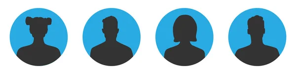 User icon set. Avatar icons set on blue background — стоковый вектор