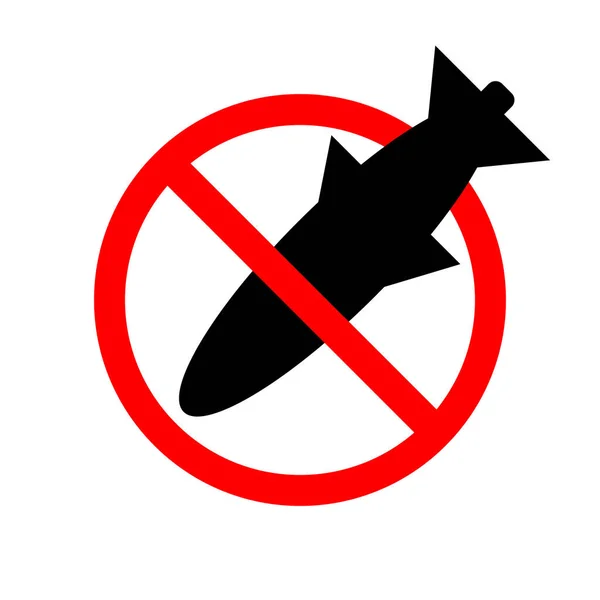 Stop bombing black sign, icon, symbol, logo in red circle isolated on white background. — Vettoriale Stock