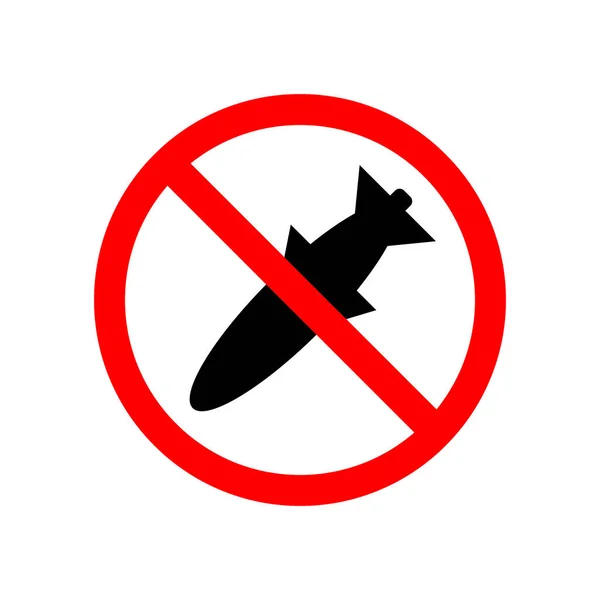 Stop bombing black sign, icon, symbol, logo in red circle isolated on white background. — Vettoriale Stock