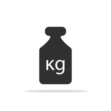 Beyaz üzerine 1 kg siyah dambıl simgesi izole edildi. Vektör illüstrasyonu