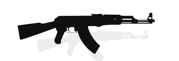 Kalashnikov Aanvalsgeweer Icoon Symbool Van Wapens Leger Geïsoleerd Witte Achtergrond — Stockvector