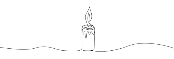 Queimar Velas Fogo Desenho Contínuo Uma Linha Ilustração Vetorial — Vetor de Stock