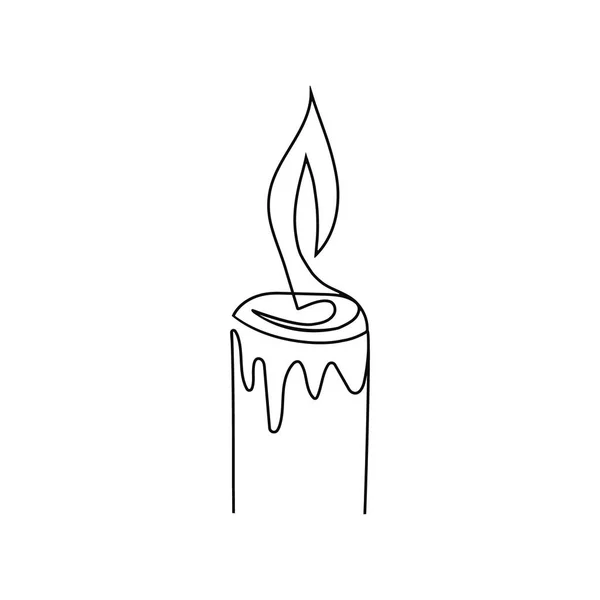 Queimar Velas Fogo Desenho Contínuo Uma Linha Ilustração Vetorial — Vetor de Stock