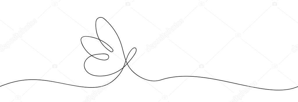 Continuous one line drawing of a flying butterfly on a white background. Vector illustration