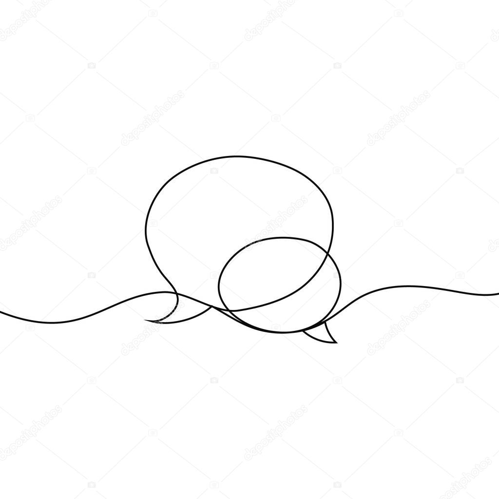 hand drawn illustration of speech communication with one line. Vector illustration
