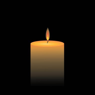 Gerçekçi yanan mum. Vektör illüstrasyonu