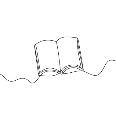 Kitap sürekli bir çizgi çiziyor. Çizgi çalışması. Vektör illüstrasyonu