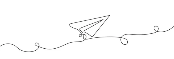 Papierflugzeug Durchgehende Linienzeichnung Linienkunst Vektorillustration — Stockvektor