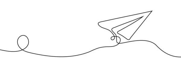 Papírové Letadlo Nepřetržitě Kreslí Jednu Čáru Linkové Umění Vektorová Ilustrace — Stockový vektor