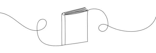Libro Continuo Una Línea Dibujo Arte Línea Ilustración Vectorial — Vector de stock