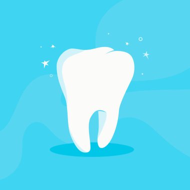 Clean tooth isolated on blue background. Vector illustration