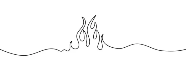 Continuous Line Fire One Line Vector Illustration — Vetor de Stock