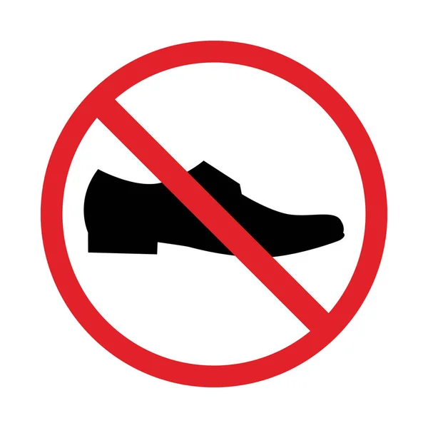 Shoe Icon Red Prohibition Sign Stop Symbol Vector Illustration —  Vetores de Stock