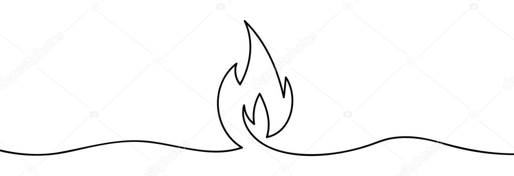 Continuous line of fire. one line. Vector illustration