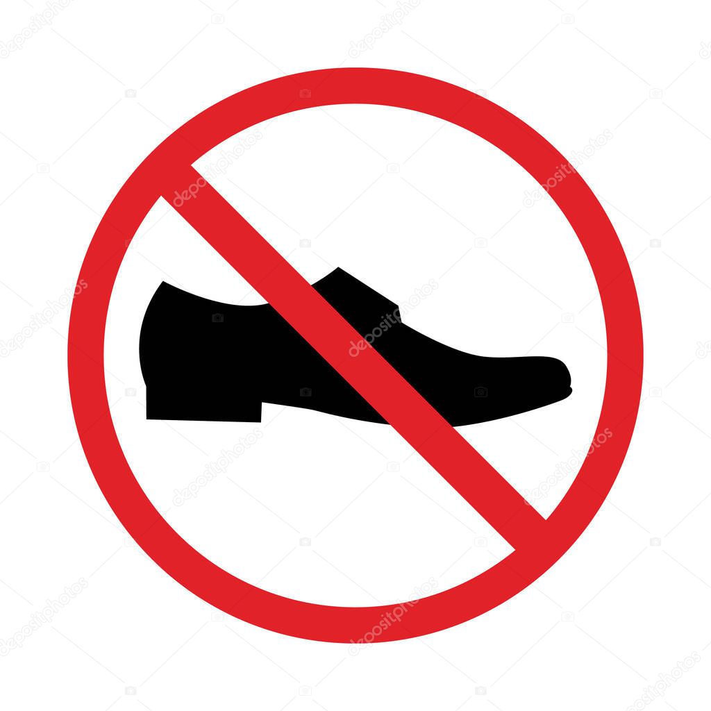 Shoe icon. Red prohibition sign. Stop symbol. Vector illustration