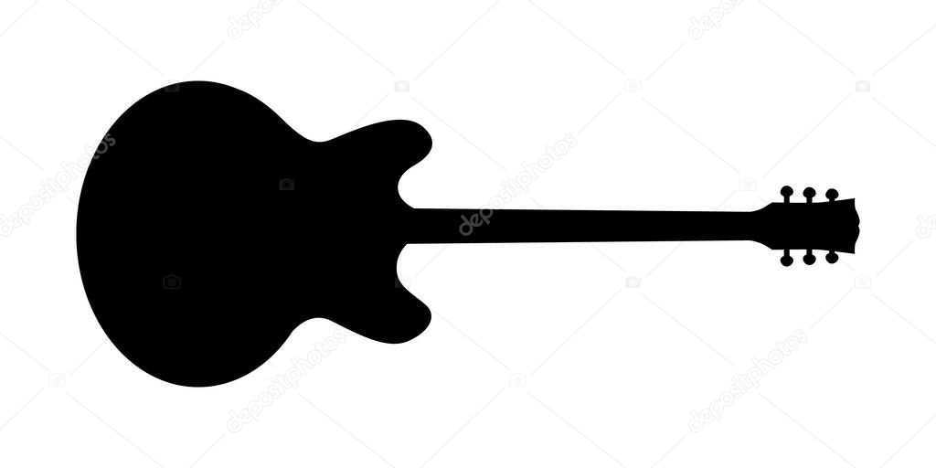  guitar silhouette on white background. Vector illustration