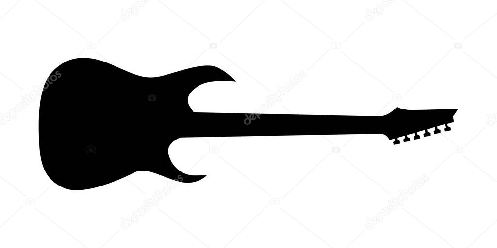 Electric guitar silhouette on white background. Vector illustration