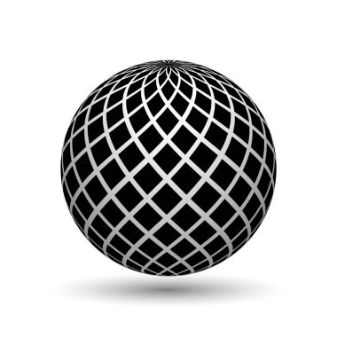 Gri çizgilerden soyut kürelerin toplanması. Üç boyutlu gerçekçi top. Vektör illüstrasyonu