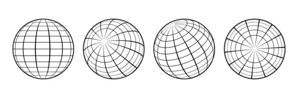 Сітка Набір Сфер Каркасу Глобусів Векторні Ілюстрації — стоковий вектор