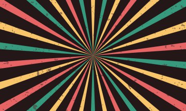 Retro güneş arka planı. Güneşin klasik ışınları. Vektör illüstrasyonu