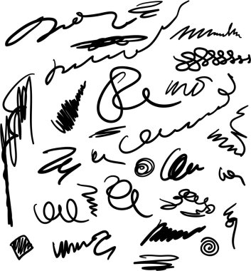 Unreadable and unrecognizable scribbles set clipart