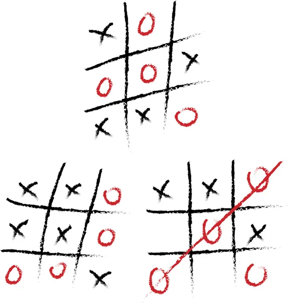 Tic-tac-toe impostato su una lavagna bianca — Vettoriale Stock