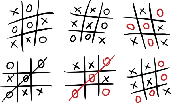 Tic-tac-toe definido em uma placa branca — Vetor de Stock