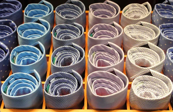 Colorful ties in a tray — Stock Photo, Image