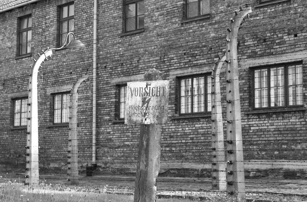 Warning sign at Auschwitz