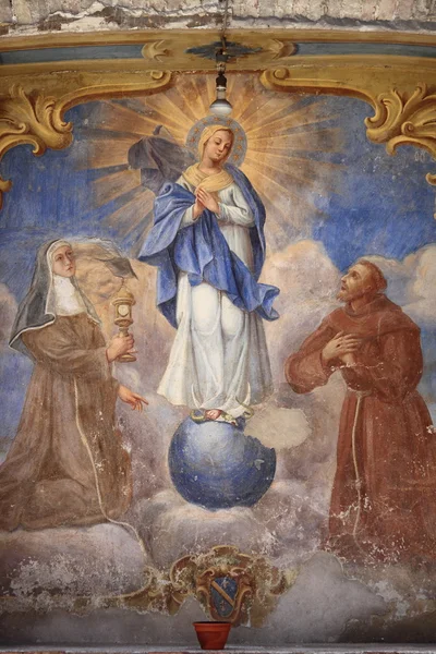 Antikkens fresko av jomfru Maria – stockfoto