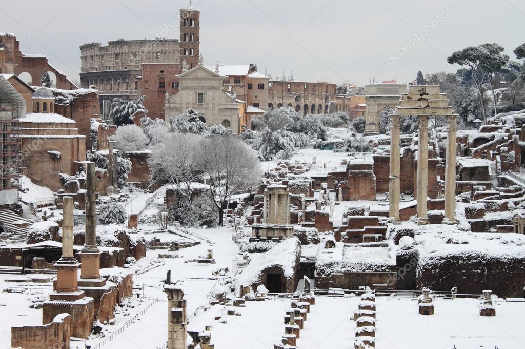 The Roman Forum under snow