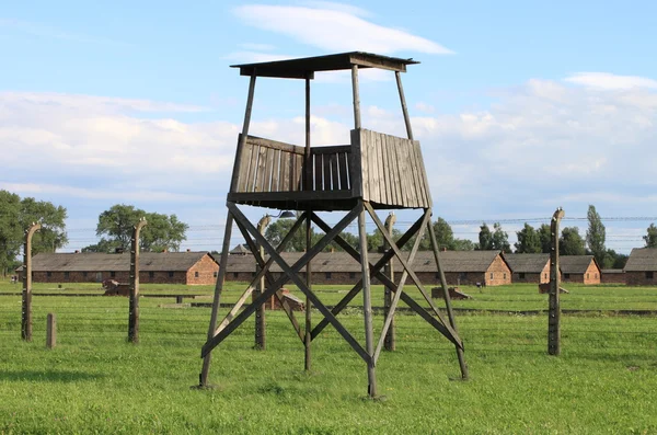 Caixa de sentinela em Auschwitz Birkenau — Fotografia de Stock