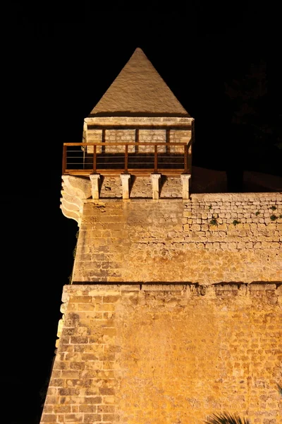 Medieval bastion in Ibiza by night — Stock Photo, Image