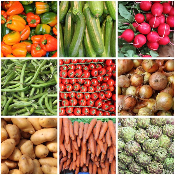 Fresh vegetables collage