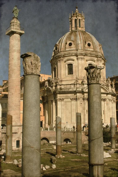 Trajan sütunu ve ulpia bazilika - vintage — Stok fotoğraf