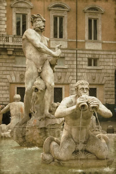 Fontana della brughiera in Piazza Navona - Vintage — Foto Stock