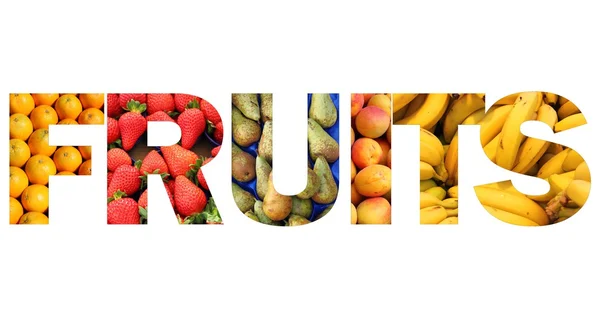 Fruits text — Stock Photo, Image