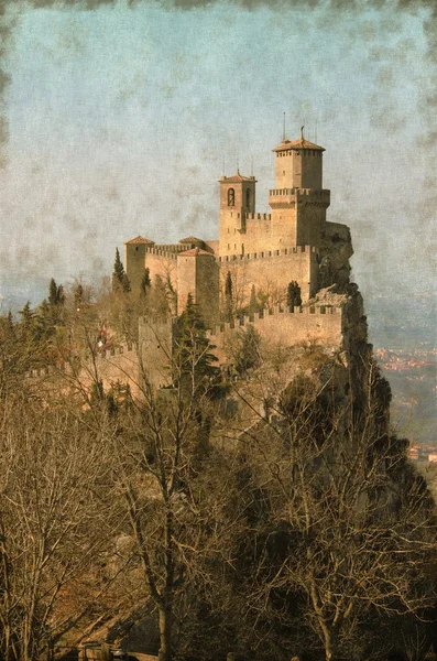 Rocca della guaita w san marino - vintage — Zdjęcie stockowe