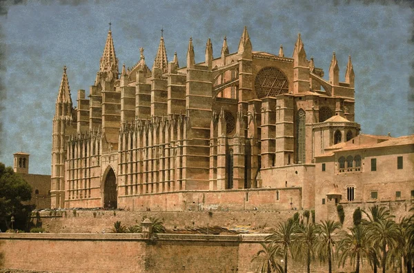 De kathedraal van Palma de mallorca - vintage — Stockfoto