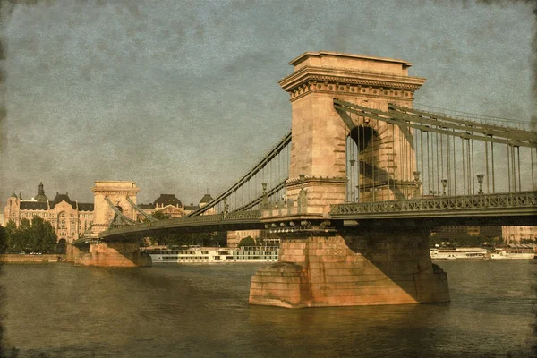 Most Łańcuchowy w Budapeszcie - vintage — Zdjęcie stockowe