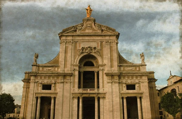 アッシジ - 天使の大聖堂の聖マリアのヴィンテージ — ストック写真