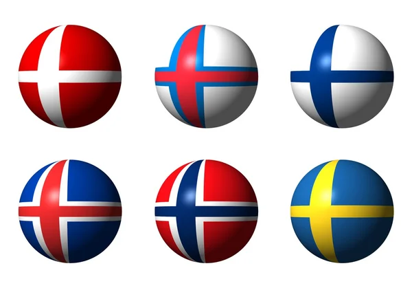 Collage di bandiere scandinave — Foto Stock
