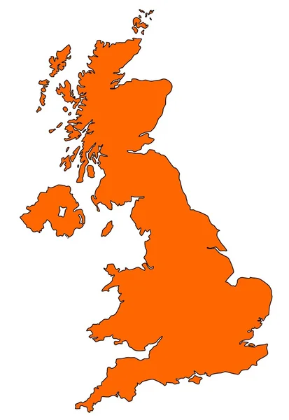 Mapa de Reino Unido em laranja — Fotografia de Stock