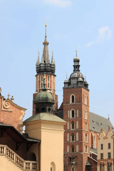 Kostel Marie Hlavním Náměstí Krakově Polsko — Stock fotografie
