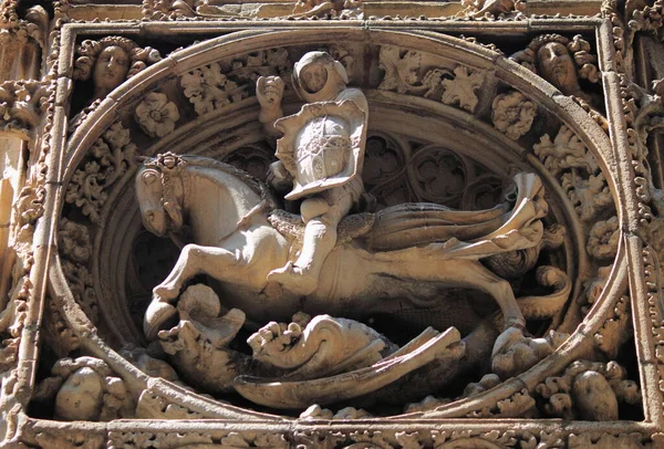 Basreliy Holy Cross Saint Eulalia Cathedral Barcelona Spain — стокове фото