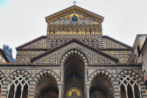 Amalfi Katedrali Cephesi Talya — Stok fotoğraf