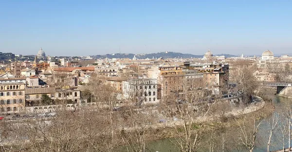 Panorama Rome Avec Les Dômes Tibre Italie — Photo