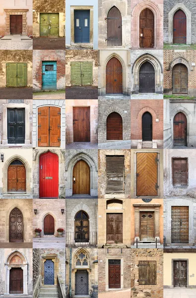 Collage Old Medieval Front Doors — Stock Photo, Image