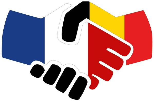 Γαλλία Βέλγιο Χειραψία Σύμβολο Συμφωνίας Φιλίας — Φωτογραφία Αρχείου